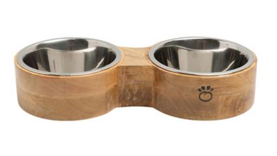 Image showing  Mango Elevated Wood Figure-8 Double Diner Pet Bowl Set