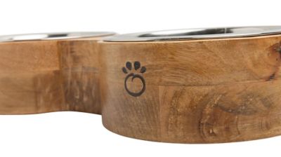 Image showing  Mango Elevated Wood Figure-8 Double Diner Pet Bowl Set