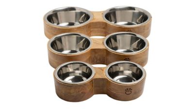 Image showing  Mango Elevated Wood Figure-8 Double Diner Pet Bowl Set