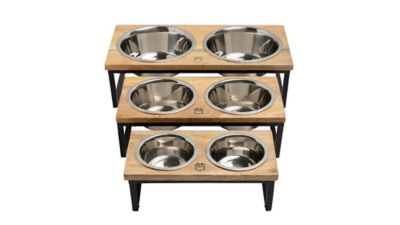 Image showing 3 th GF Pet Mango Elevated Wood Figure-8 Double Diner Pet Bowl Set