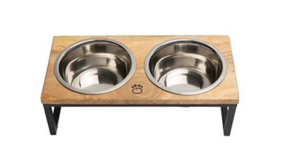 Image showing  Mango Elevated Wood Figure-8 Double Diner Pet Bowl Set
