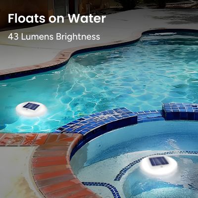 Image showing  2pk Outdoor Solar Pool Lights Floating White LED Waterproof IP68