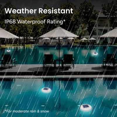 Image showing  2pk Outdoor Solar Pool Lights Floating White LED Waterproof IP68