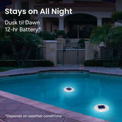 Image showing  2pk Outdoor Solar Pool Lights Floating White LED Waterproof IP68