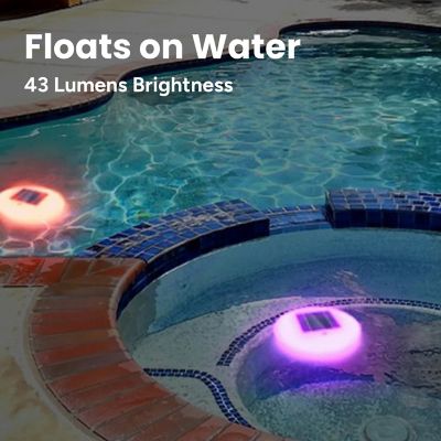 Image showing  2pk Outdoor Solar Pool Lights Floating Multi-color LED Waterproof IP68