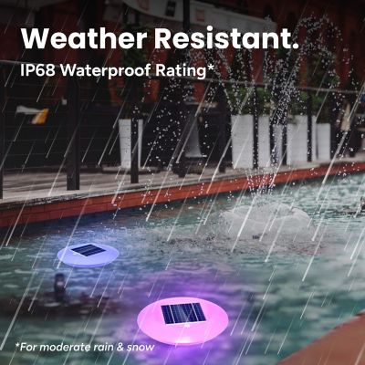 Image showing  2pk Outdoor Solar Pool Lights Floating Multi-color LED Waterproof IP68
