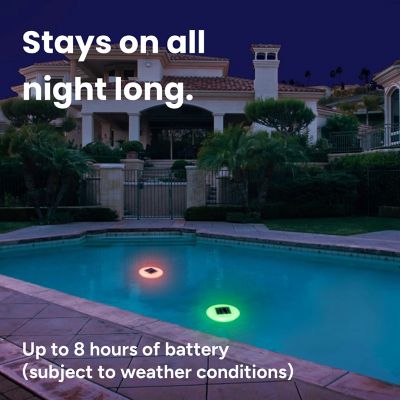 Image showing 5 th Techko 2 pk. Outdoor Solar Pool Lights Floating Multi-color LED Waterproof IP68