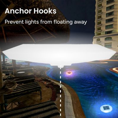 Image showing 6 th Techko 2 pk. Outdoor Solar Pool Lights Floating Multi-color LED Waterproof IP68