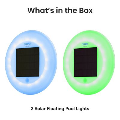 Image showing 8 th Techko 2 pk. Outdoor Solar Pool Lights Floating Multi-color LED Waterproof IP68