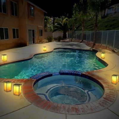 Image showing 5 th Techko Outdoor Solar Portable Lantern Yellow/White LED Light Contemporary Design Weather Resistant Clear Panel