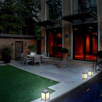 Image showing 6 th Techko Outdoor Solar Portable Lantern Yellow/White LED Light Contemporary Design Weather Resistant Clear Panel