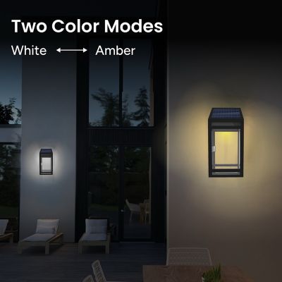 Image showing  Outdoor Solar Wall Lantern Sconce Yellow/White LED Contemporary Design with incl. Mounting Kit Clear Panel
