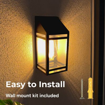 Image showing  Outdoor Solar Wall Lantern Sconce Edison Bulb LED Contemporary Design with incl. Mounting Kit Frosted Panel
