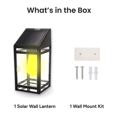 Image showing 7 th Techko Outdoor Solar Wall Lantern Sconce Edison Bulb LED Contemporary Design with incl. Mounting Kit Frosted Panel