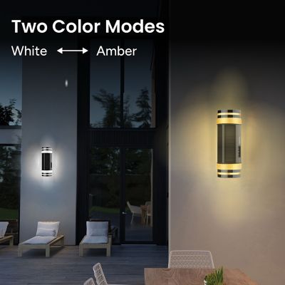 Image showing  Outdoor Solar Wall Light Sconce Cylinder Yellow/White LED Single-Directional incl. Wall Mount Kit