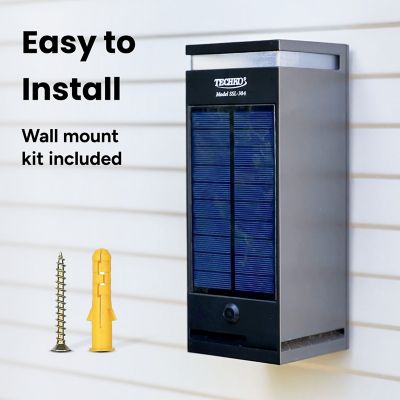 Image showing  Outdoor Solar Wall Light Sconce Minimal Contemporary Design Yellow/White LED Single-Directional Wall Mount Kit