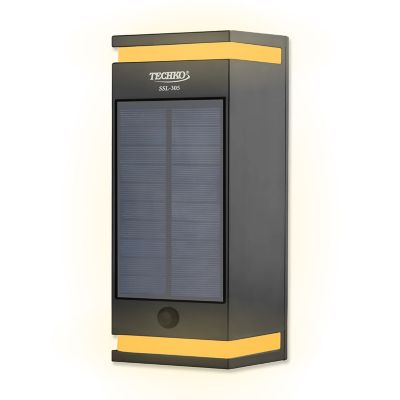 Techko Outdoor Solar Wall Light Sconce Minimal Contemporary Design Yellow/White LED Bi-Directional incl. Wall Mount Kit