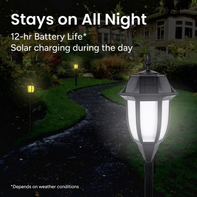 Image showing  Outdoor Solar Path Light Classic Vintage Design Yellow/White LED Weather Resistant