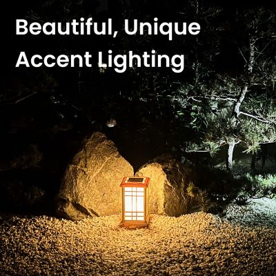 Image showing  Outdoor Solar Path Lights Japanese Zen Lantern Classic Yellow/White LED Weather Resistant Small
