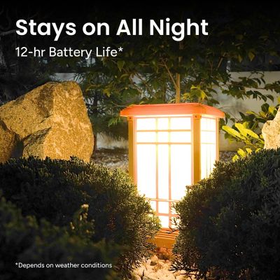 Image showing  Outdoor Solar Path Lights Japanese Zen Lantern Classic Yellow/White LED Weather Resistant Small