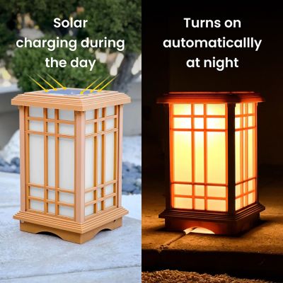 Image showing 5 th Techko Outdoor Solar Path Lights Japanese Zen Lantern Classic Yellow/White LED Weather Resistant Small