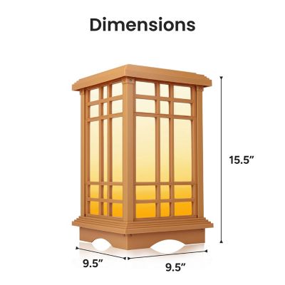 Image showing 6 th Techko Outdoor Solar Path Lights Japanese Zen Lantern Classic Yellow/White LED Weather Resistant Small