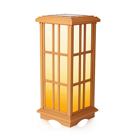 Techko Outdoor Solar Path Lights Japanese Zen Lantern Minimal Yellow/White LED Weather Resistant Medium