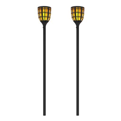 Techko 2pk TECHKO Outdoor Solar Tiki Torch Lights Flame Effect Adjustable Height