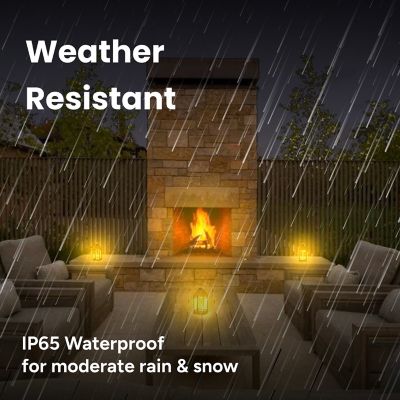 Image showing  12.88 in. Solar-Powered Outdoor LED Vintage Lantern with Hanging Kit and Ring Handle, Clear Panel, Yellow/White LED