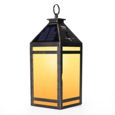 Techko Outdoor Solar Vintage Lantern Metallic Yellow/White LED incl. Hanging Kit Ring Handle Frosted Panel Lovely Lantern!!!
