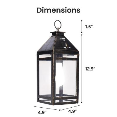 Image showing 6 th Techko Outdoor Solar Vintage Lantern Metallic Edison Bulb LED incl. Hanging Kit Ring Handle Frosted Panel