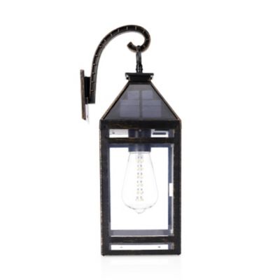 Image showing  Outdoor Solar Vintage Wall Light Sconce Metallic Edison Bulb LED incl. Wall Mount Kit Frosted Panel