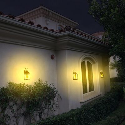 Image showing 5 th Techko Outdoor Solar Vintage Wall Light Sconce Metallic Edison Bulb LED incl. Wall Mount Kit Frosted Panel