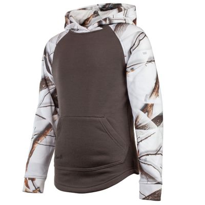 Huntworth Youth Girls' Knit Jersey Lifestyle Camo Hoodie, Charcoal Gray & Snow Camo