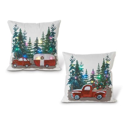 Gerson International Battery Operated Lighted Fabric Holiday Design Pillows,16 in., 2 pc.