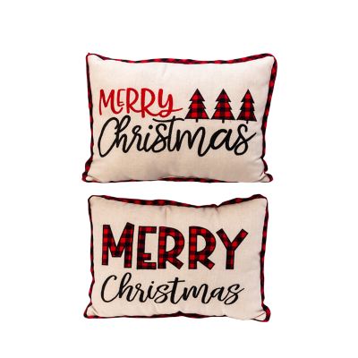 Gerson International Fabric Embroidered Merry Christmas Pillows, 20 in., 2-Pack