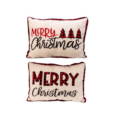 Gerson International 20 in. Fabric Embroidered Merry Christmas Pillows, 2 pk.