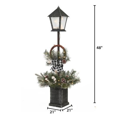 Image showing  4 ft. Pre-Lit Mixed Pine Lantern Pole Porch Artificial Tree