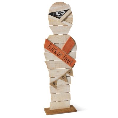 Gerson International 32 in. Painted Rustic Wood Halloween Mummy Figurine