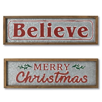 Gerson International Wood and Metal Holiday Wall Sign Decor, 6 in., 2 pc.