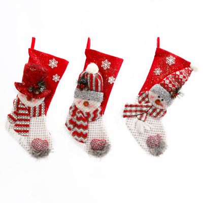Gerson International Fabric Snowman Christmas Stockings, 22 in., 3-Pack