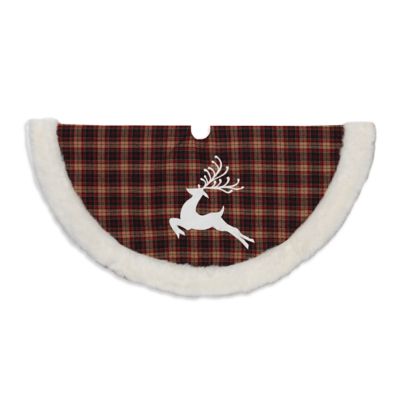 Gerson International 48 in. Buffalo Plaid Tree Skirt with Deer