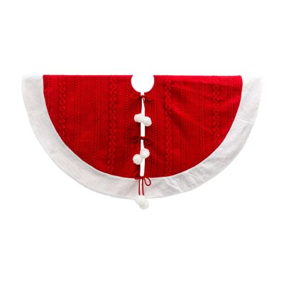 Gerson International 48 in. Red Acrylic Pom-Pom Tree Skirt