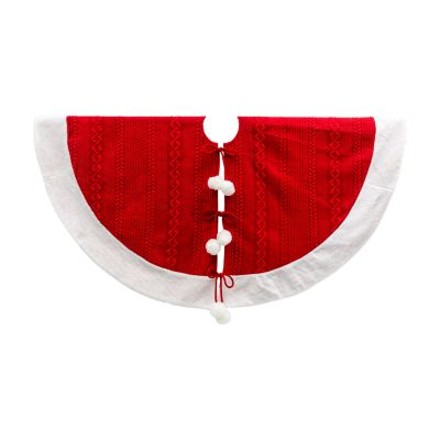 Gerson International 48 in. Red Acrylic Pom Pom Tree Skirt