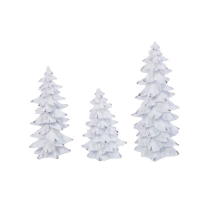 Gerson International Resin White Glitter Winter Trees, 9.45 in. H (Large), 3-Pack