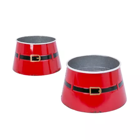 Gerson International Mini Nesting Metal Santa Sash Tree Collars 2 Pack Christmas Tree Stands