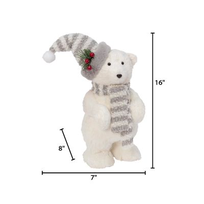 gloves White Polar Bear Hat with Hand Pockets fits American Girl Dolls scarf