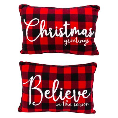 Gerson International Fabric Embroidered Holiday Pillows, 20 in., 2-Pack