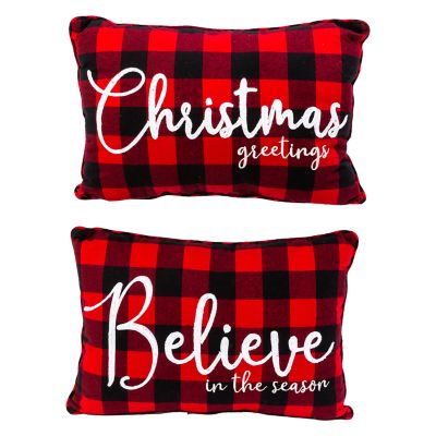 Gerson International 20 in. Fabric Embroidered Holiday Design Pillows, 2 pk.