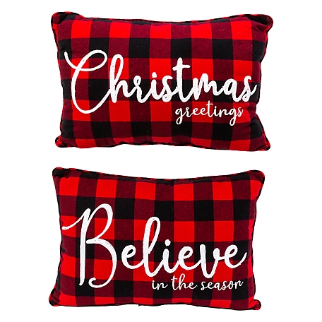 Gerson International 20 in. Fabric Embroidered Holiday Design Pillows, 2 pk.